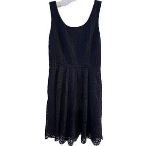 J. Crew Women's Size 4 Dark Navy Blue Lace Fit & Flare Knee Length Dress‎